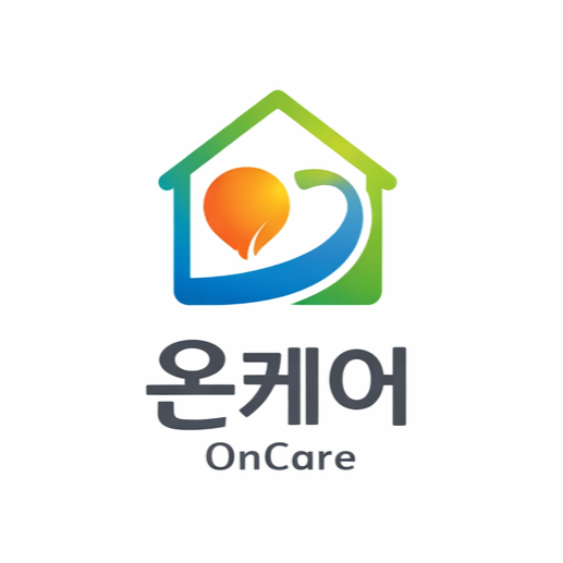 온케어 재가복지센터 요양보호사와 어르신의 따뜻한 일러스트